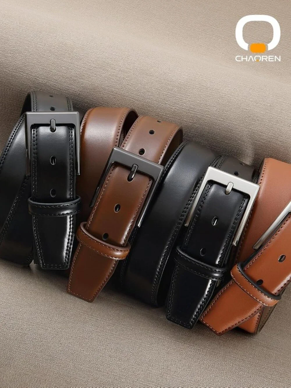 Men's Leather Dress Belt 2 Pack - 1 3/8